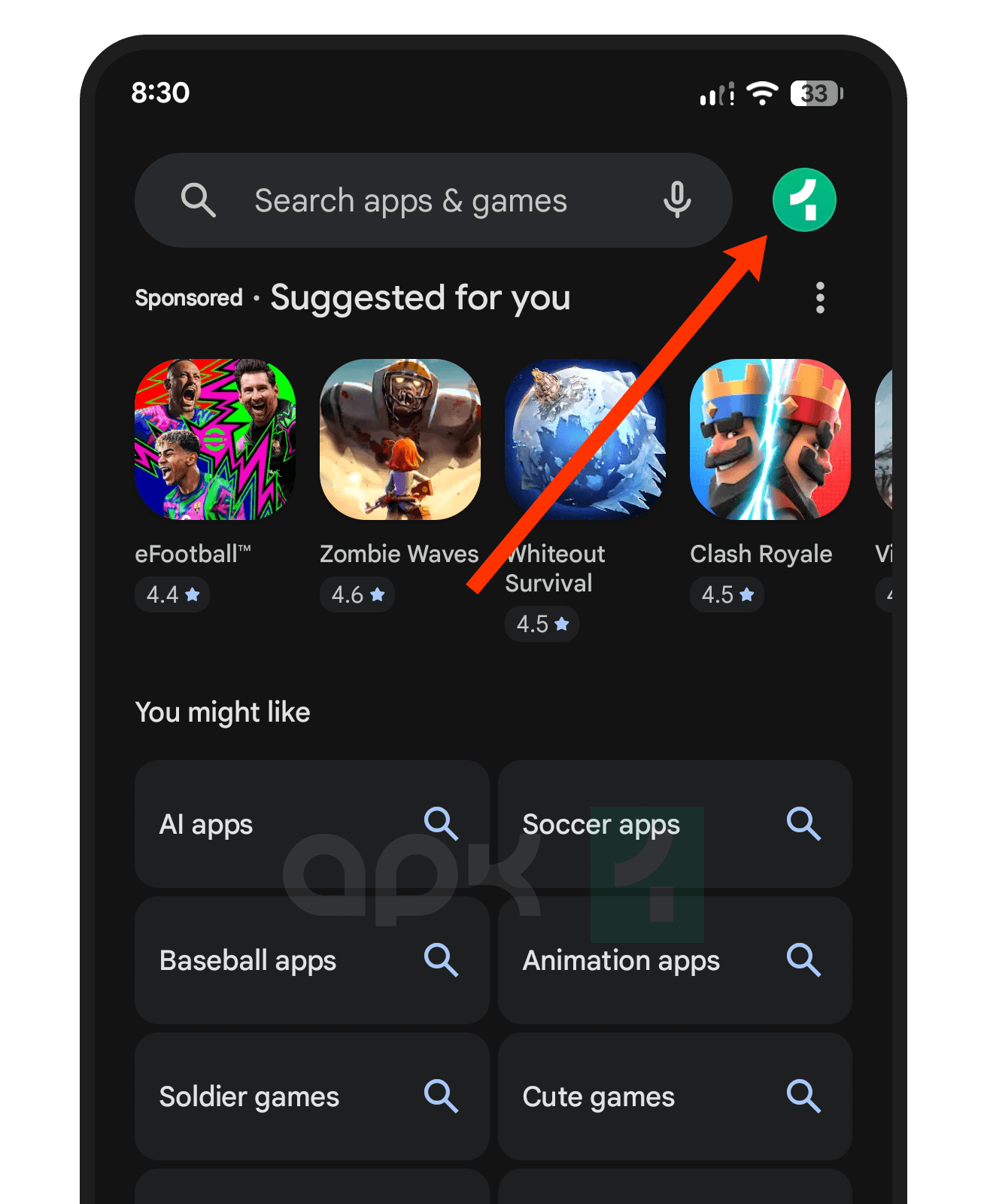 Tap your profile picture