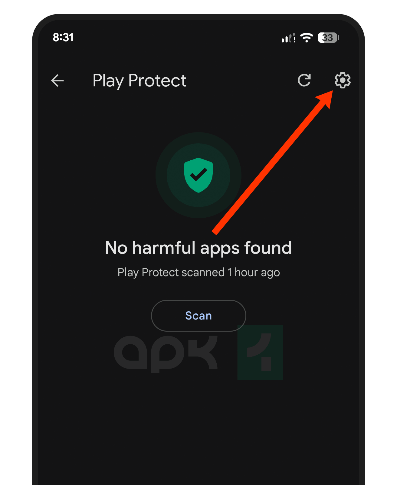 Look for the shield icon and status message